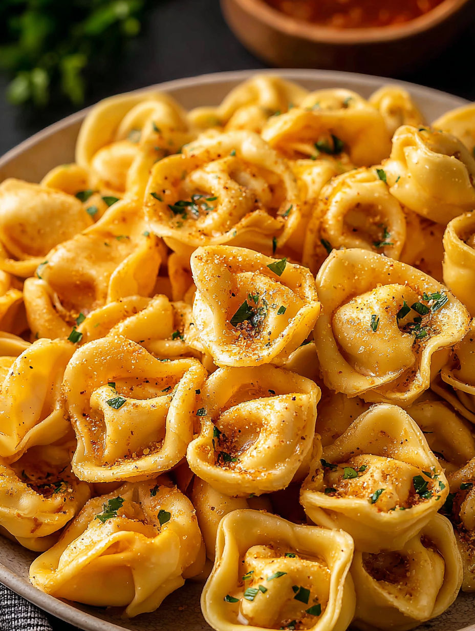 Eine Schüssel mit Käsetortellini als Party-Snack.