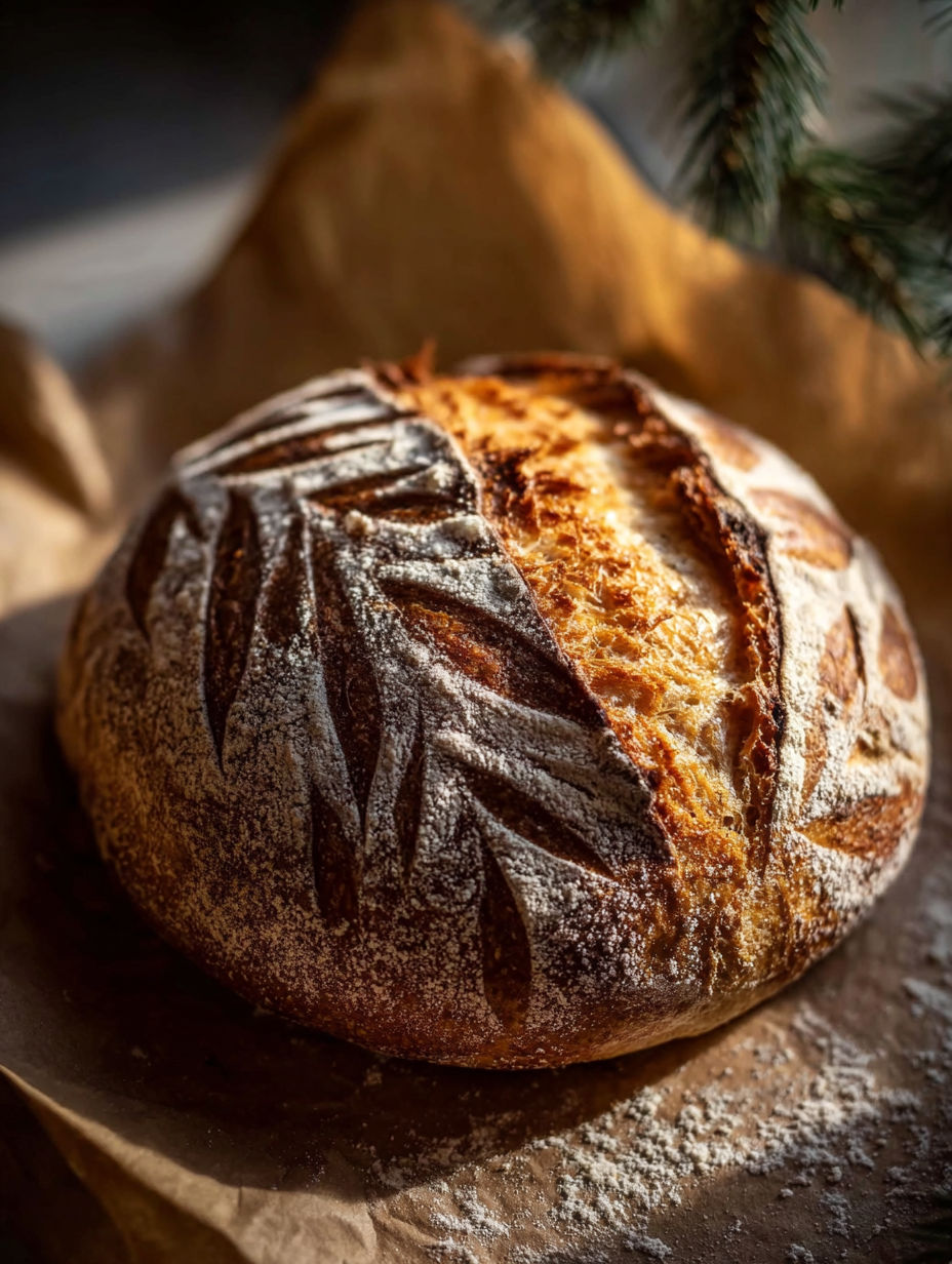 Brotlaib mit brauner Kruste.