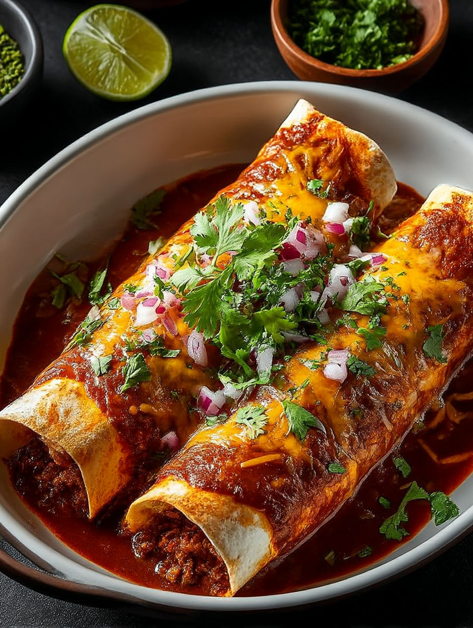 Ein Teller mit Essen, Zwiebeln und Paprika oben drauf.