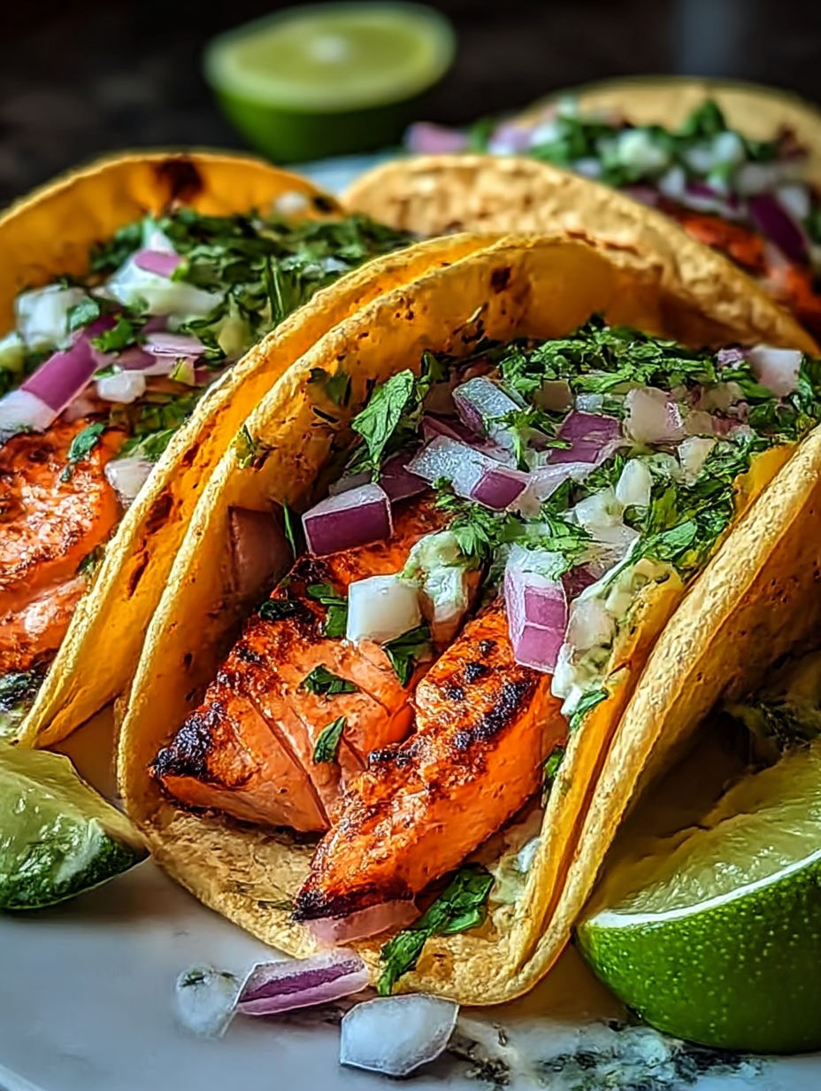 Zwei Tacos mit Lachs und Limette