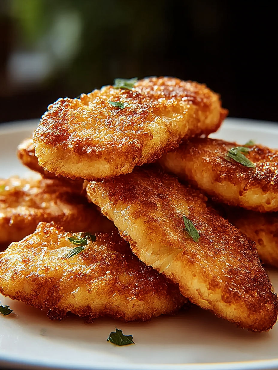 Ein Stapel frittiertes Essen auf einem Teller.