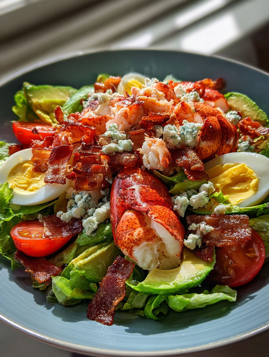 Ein Teller Lobster Cobb Salat.