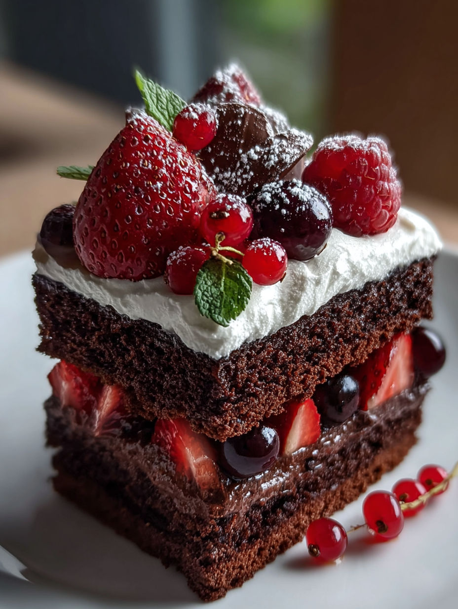 Eleganter Nachtisch mit Erdbeeren und Himbeeren.