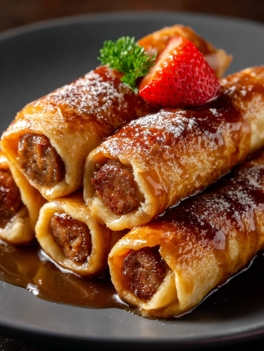 Leckere Speise mit Gebäck und Erdbeeren.