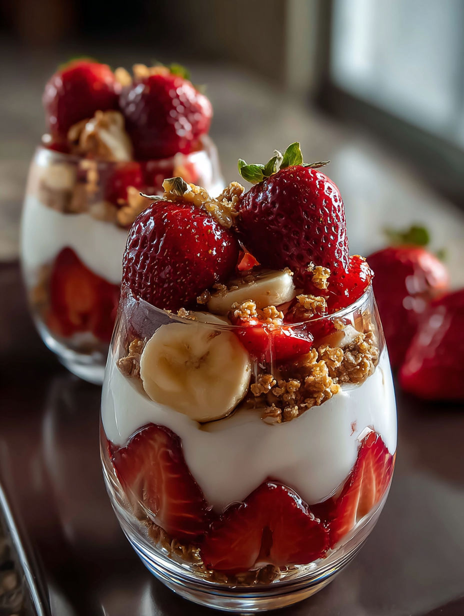 Leckeres Gericht mit Joghurt und Erdbeeren.