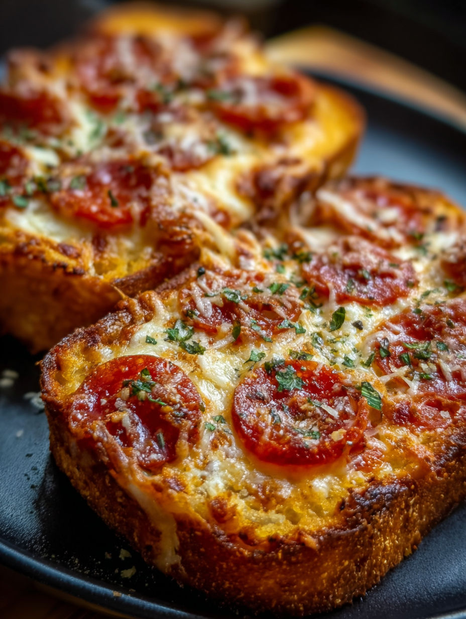 Ein Pizzastück auf schwarzem Teller.