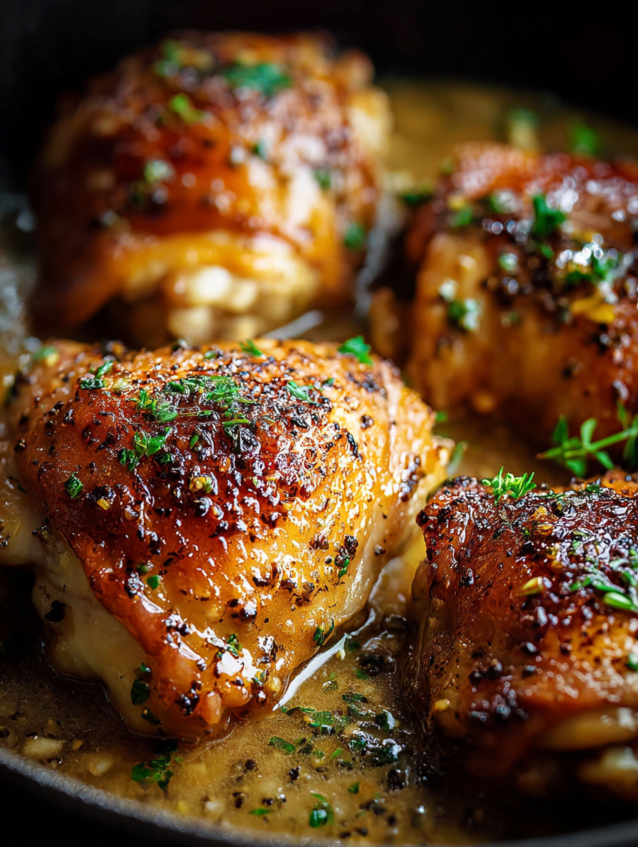 Ein Teller Hähnchenschenkel mit Knoblauchbutter.