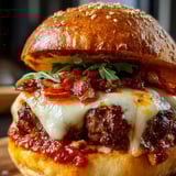 Ganz nah am Burger mit Käse und Bacon.