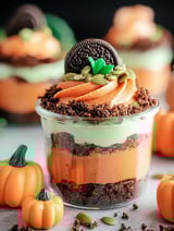 Becher mit Kürbisnachtisch und Keksbrösel-Topping