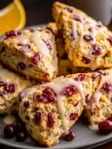 Ein Stapel Orangen Cranberry Scones