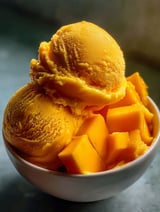 Schüssel mit Mango Sorbet