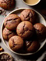 Ein Teller mit Schokokeksen und Schokoguss obendrauf.