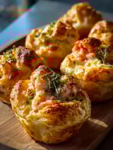 Ein leckeres Gericht mit Crab Cakes und einer Beilage von Lobster Biscuits.