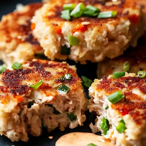 Ein Teller mit Thunfischbratlingen und Mayo darauf.