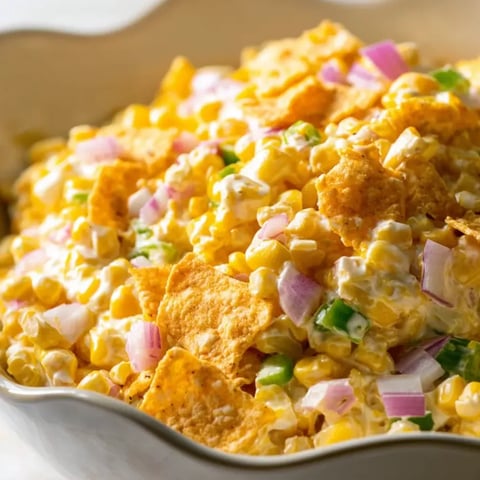 Eine Schüssel mit Fritos Mais Salat.