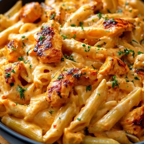 Cremige Buffalo Ranch Penne direkt aus einem Topf.