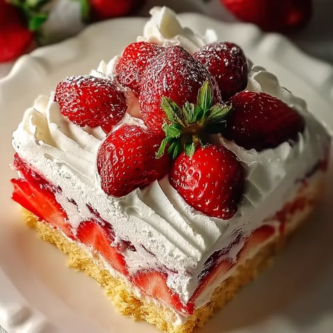 Ein Stück Erdbeerkuchen auf einem Teller.
