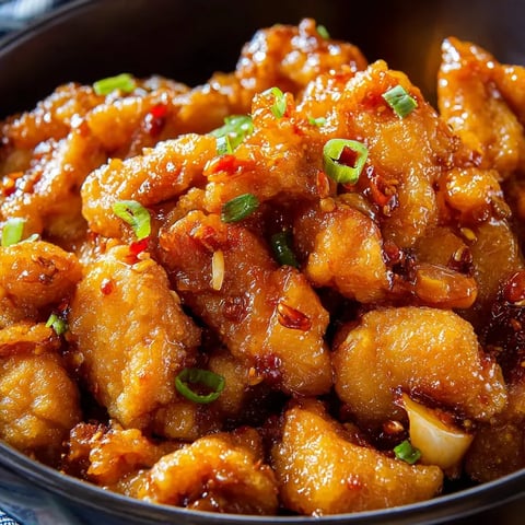 Eine Schüssel Hähnchen mit Frühlingszwiebeln.