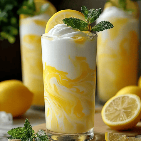 Ein Glas Limonade mit einer Zitronenscheibe.