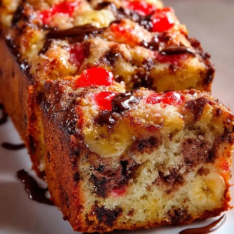 Ein Stück Kuchen mit Schokolade und Banane.