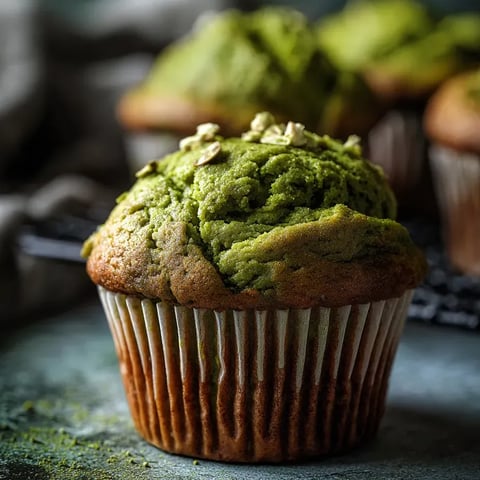 Ein Muffin mit grünem Topping.
