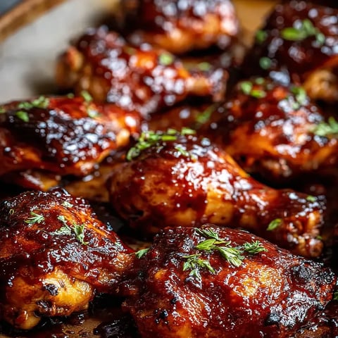 Huhn mit BBQ-Soße.