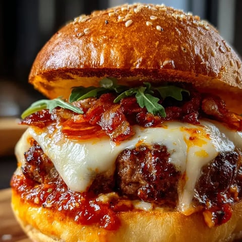 Ganz nah am Burger mit Käse und Bacon.
