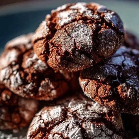 Schokokekse mit Puderzucker bestäubt.
