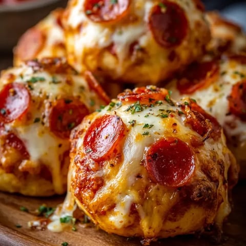 Ein paar Pepperoni-Knödel auf einem Tisch.