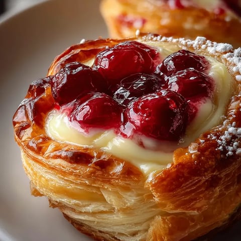 Ein weißer Keks mit einer Schicht von frischem Käse und roten Beeren darauf.