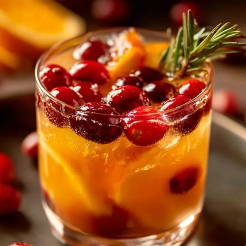 Ein Glas mit einer Mischung aus Orangensaft und Zitrusfrüchten, darunter Zitronen und Grapefruit, mit einer Zweig von Zimt darüber.