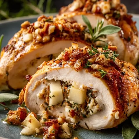 Ein Stück von Chicken mit Zwiebeln und Nüssen auf einem Teller.