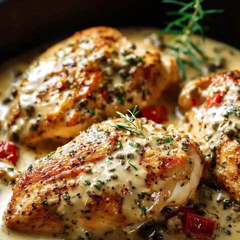 Eine Schüssel mit gegrillten Chickenbrust mit Sauce und Kräutern darin.