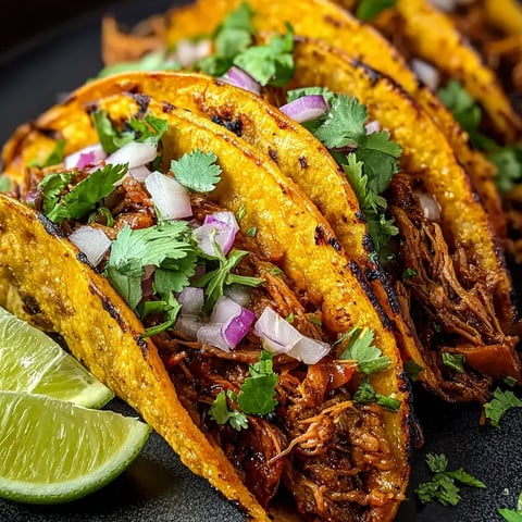 Ein Bild von zwei Tacos mit Rindenschinken und Pepin.