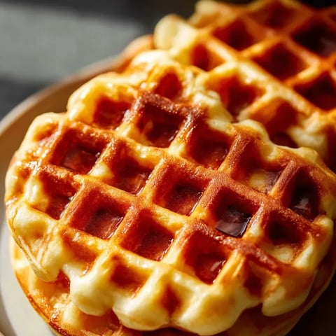 Zwei waffelige Teigwaren auf einem Teller.