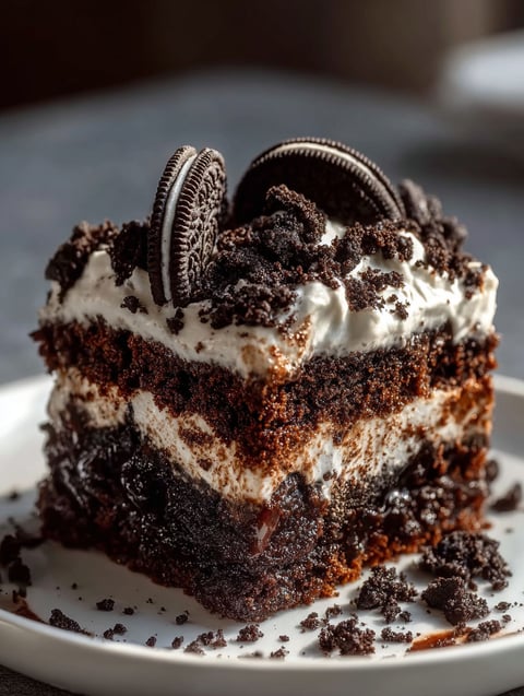Ein Stück Oreo Dump Cake.
