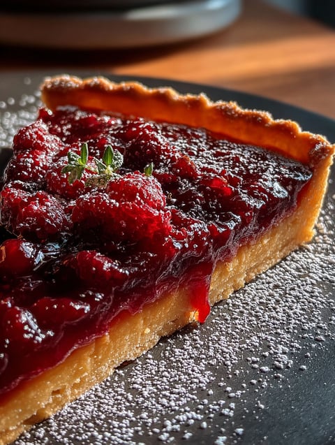 Ein Stück Cranberry-Orange Tarte