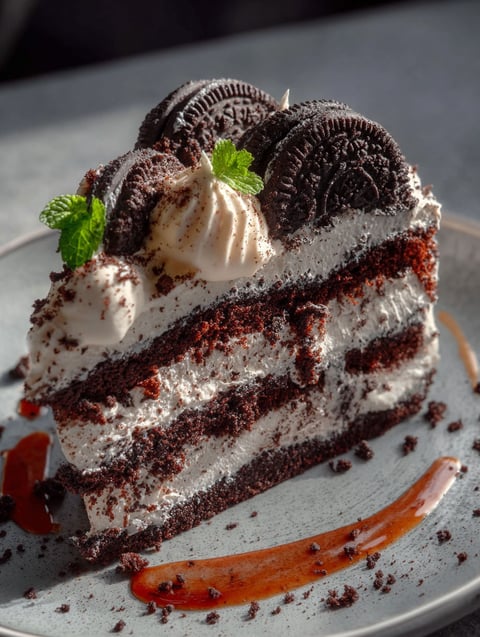 Ein Stück Cookies Cream Kuchen