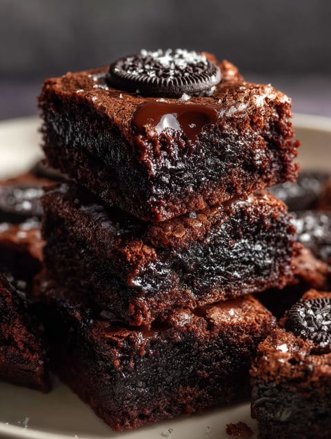 Ein Stapel Oreo Fudge Kekse.