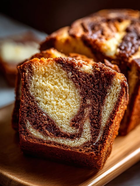 Ein Stück Bananenbrot mit Frischkäse und Zimtwirbel.