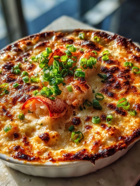 Leckeres Essen mit Garnelen, Hummer und Gemüse.