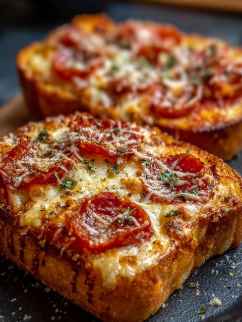 Zwei Brotscheiben mit Tomaten und Käse.